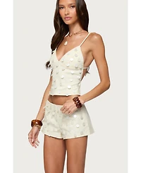 Edikted Womens Arielle Iridescent Backless Top