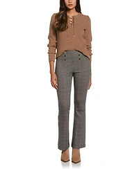 Ella Rafaella Plus Front Lace-Up Long Sleeve Sweater