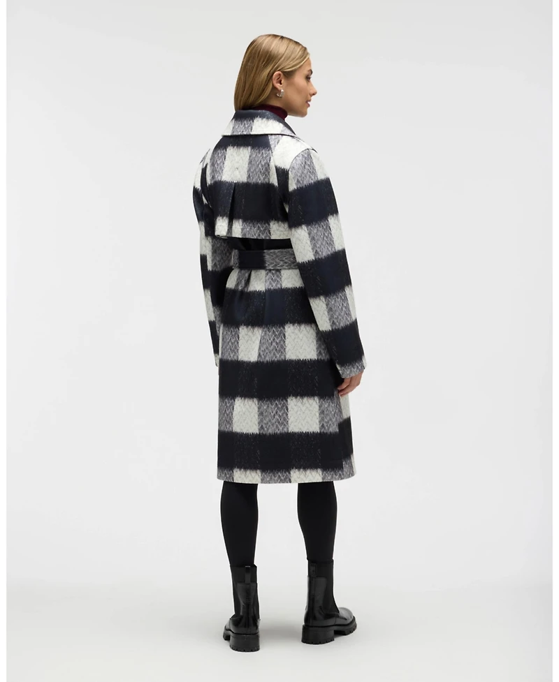 Nvlt Women's Oversized Faux Wool Buffalo Check Belted Coat