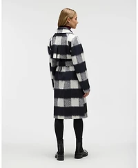 Nvlt Women's Oversized Faux Wool Buffalo Check Belted Coat