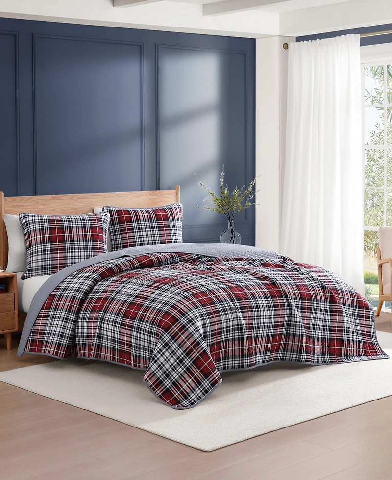 Tommy Hilfiger Collegiate Tartan Cotton Reversible 2-Pc. Quilt Set, Twin