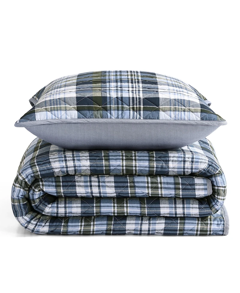 Tommy Hilfiger Bleecker Plaid Cotton Reversible 3-Pc. Quilt Set