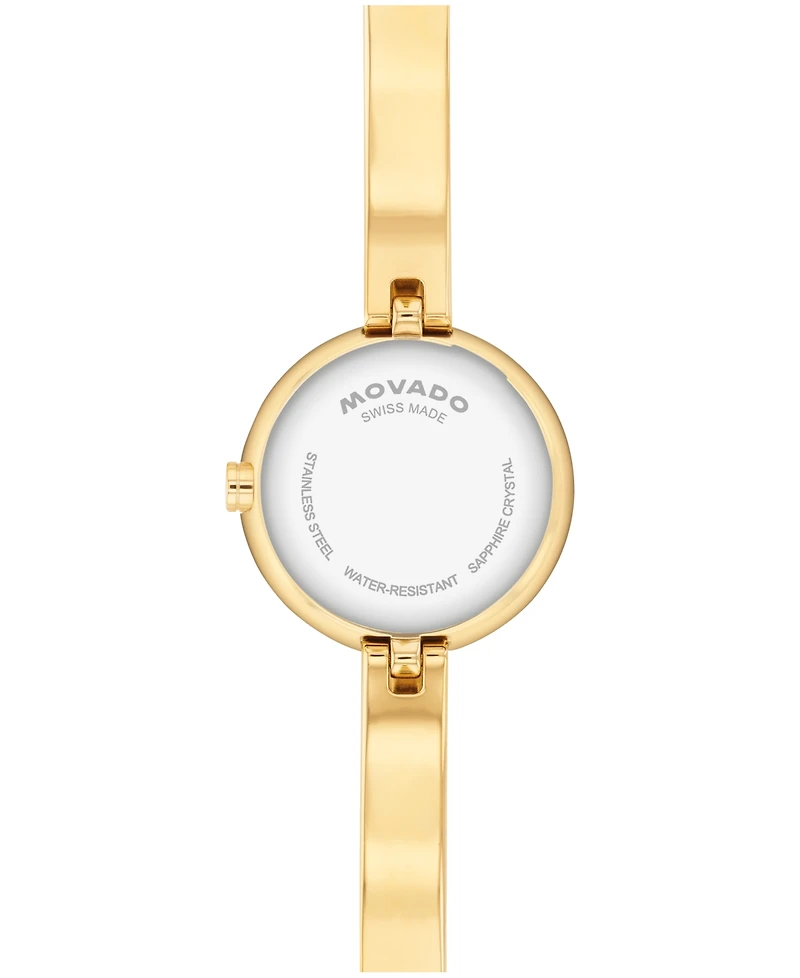 Movado Women's Museum Bangle Round Swiss Quartz Light Yellow Steel Watch, 21.50mm