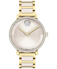 Movado Women's Bold Evolution 2.0 Swiss Quartz Light Gold Steel Taupe Ceramic Watch, 34mm