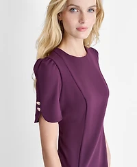 Dkny Women's Belted Ruched-Sleeve Sheath Dress