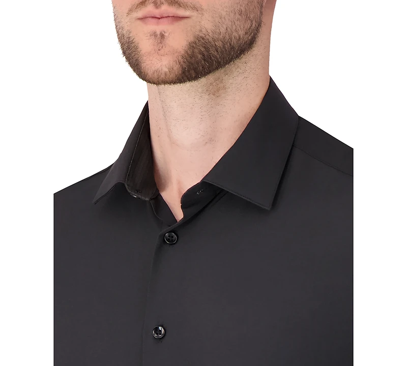 Report Collection Men's Long Sleeve 4-Way Solid Woven Dress Shirt