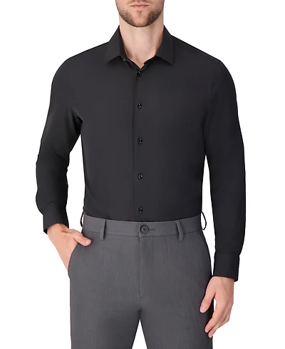 Report Collection Men's Long Sleeve 4-Way Solid Woven Dress Shirt
