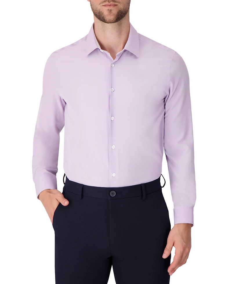 Report Collection Men's Long Sleeve 4-Way Solid Woven Dress Shirt