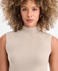 Tahari Asl Women's Metallic Sleeveless Mock-Neck Sweater