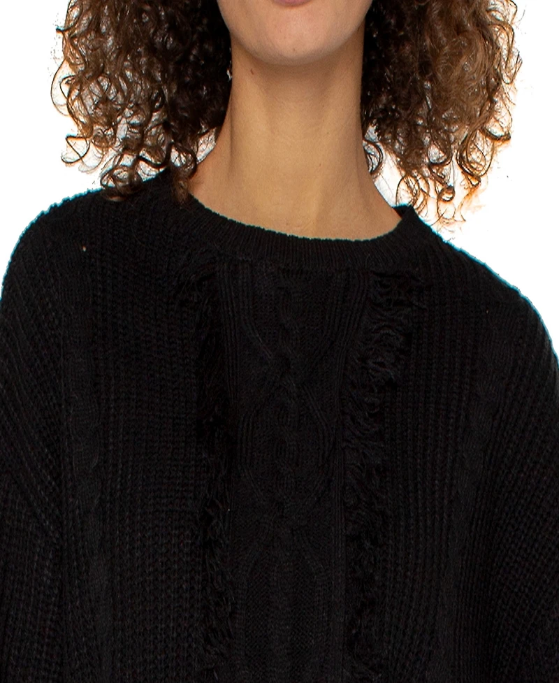 Liverpool Los Angeles Women's Long Sleeve Mock Neck Fringe Sweater