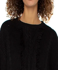 Liverpool Los Angeles Women's Long Sleeve Mock Neck Fringe Sweater