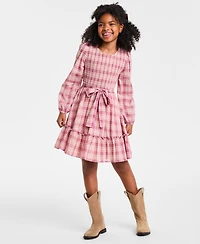 Rare Editions Big Girl Plaid Dress with Hair Accessory