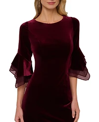 Adrianna Papell Women's Velvet Bell-Sleeve Mesh-Trim Dress
