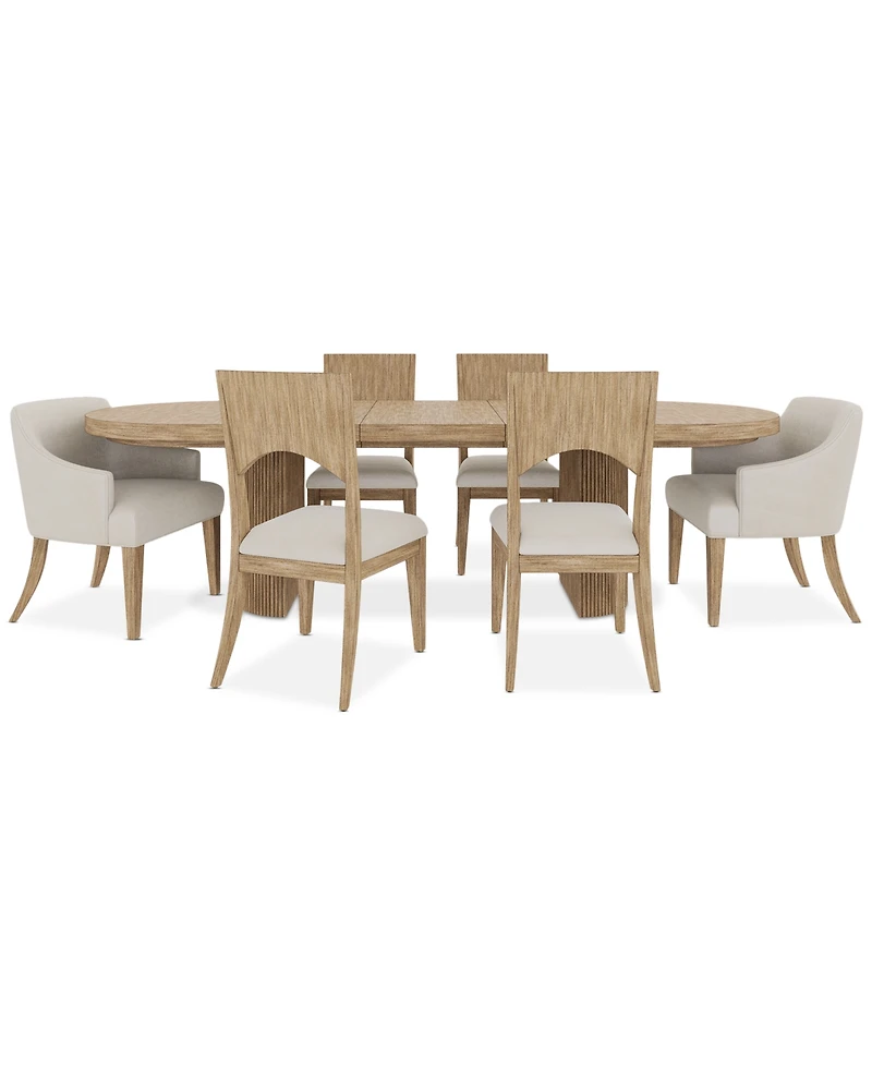 Frandlyn 7pc Dining Set (Table + 4 Side Chairs 2 Host Chairs)