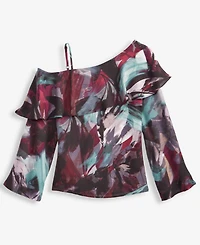 I.n.c. International Concepts Women's Ruffled Asymmetrical-Neck Blouse, Macy's Exclusive