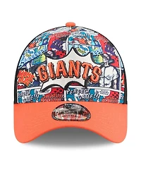 New Era Men's Black/Orange San Francisco Giants 2025 Mlb Diamond Hero Edition A-Frame 9FORTY Adjustable Hat