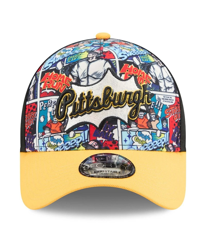 New Era Men's Black/Gold Pittsburgh Pirates 2025 Mlb Diamond Hero Edition A-Frame 9FORTY Adjustable Hat