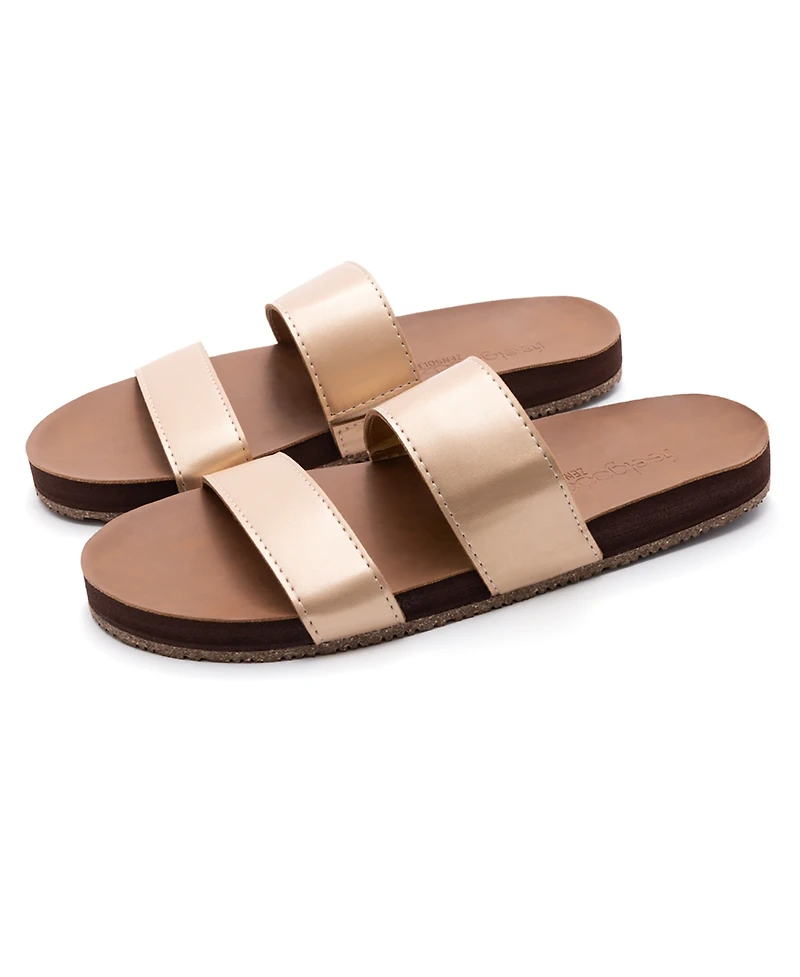 Women S Zensole Vistas Faux Leather Double Strap Slide Sandals