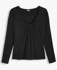I.n.c. International Concepts Women's Mixed Media Scoop-Neck Long-Sleeve Top, Macy's Exclusive