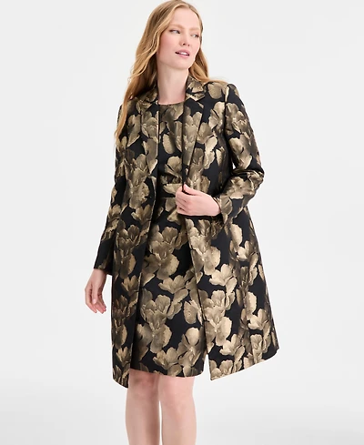 Kasper Women's Metallic Textured Coat,Regular and Petite Sizes