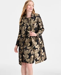Kasper Women's Metallic Textured Coat,Regular and Petite Sizes