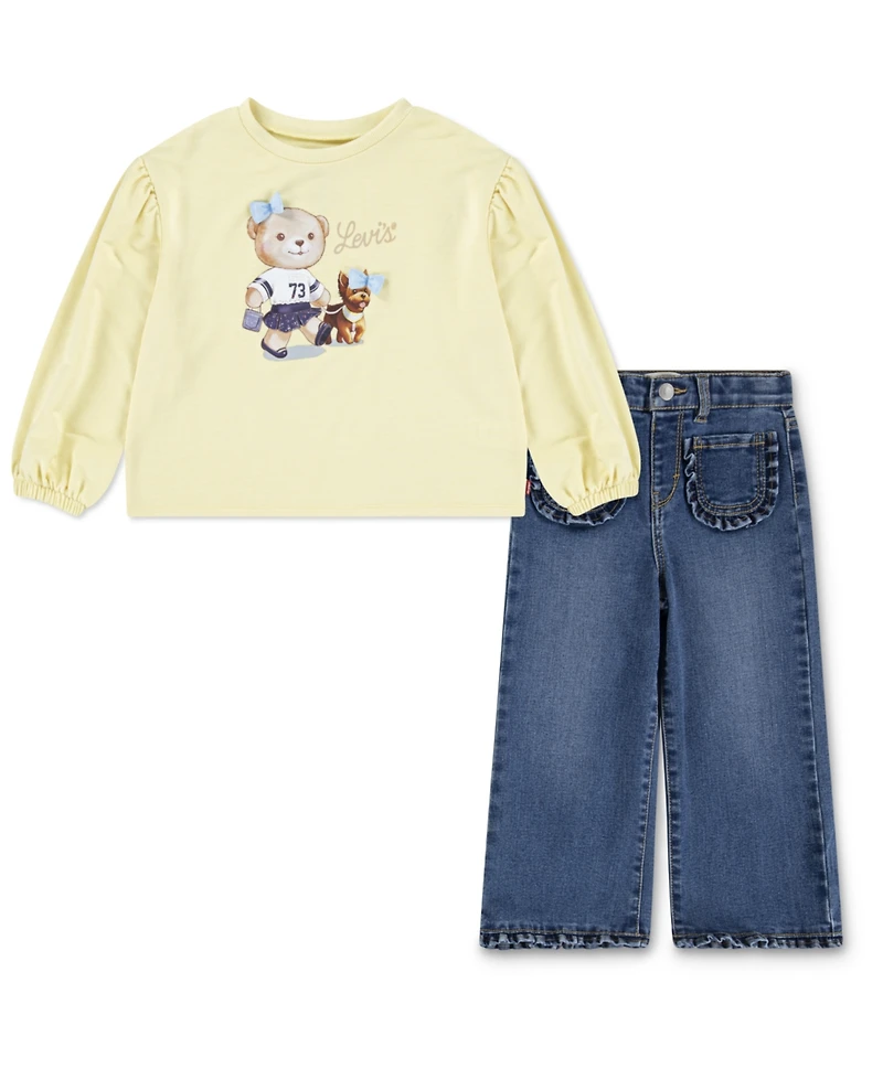Levi's Toddler Girls 2-Piece Drop Shoulder Top and Jeans Set