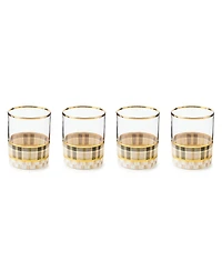MacKenzie-Childs Tartan Mocha Tumbler Glass, Set of 4