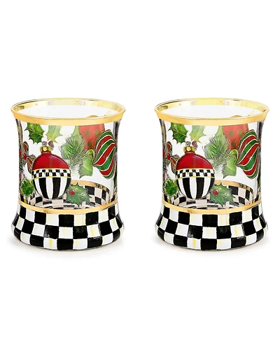 Mackenzie-Childs Deck the Halls Tumbler, Set of 2