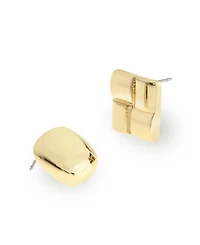 Steve Madden Gold Vintage Square Button Duo Earring Set