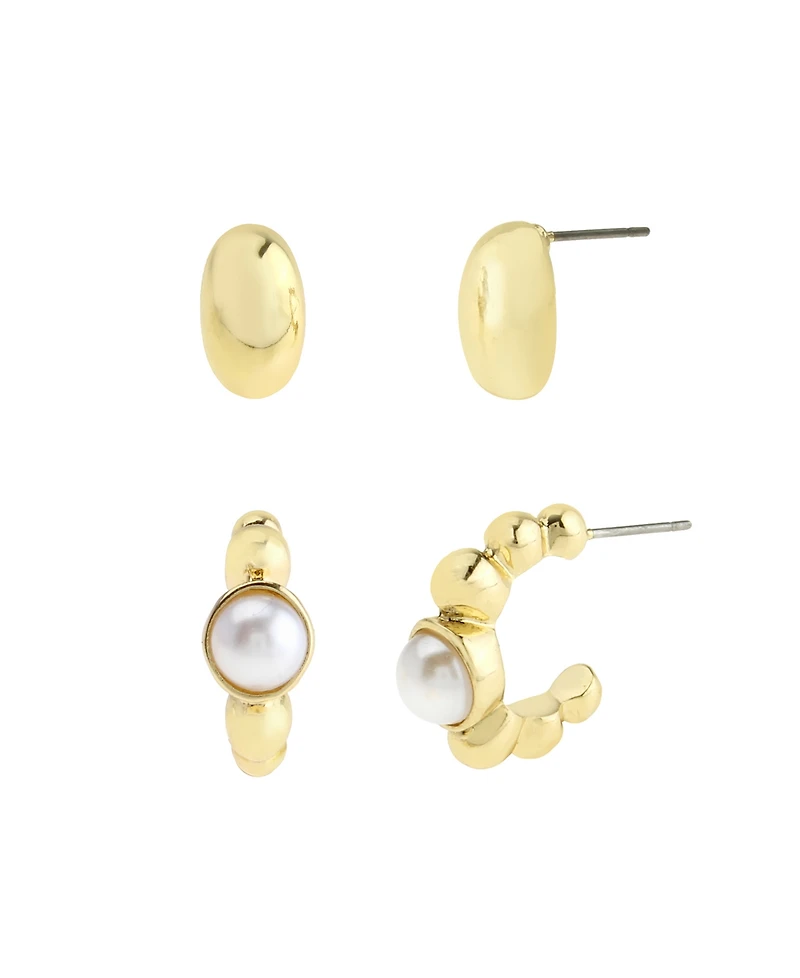 Steve Madden Faux Mother of Pearl Hoop Earring Set