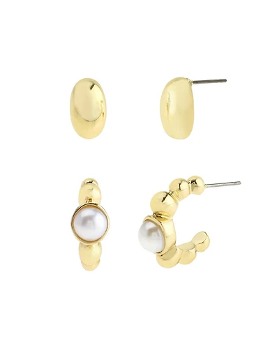 Steve Madden Faux Mother of Pearl Hoop Earring Set