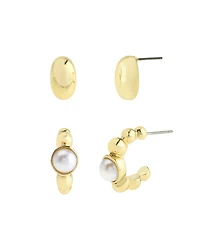 Steve Madden Faux Mother of Pearl Hoop Earring Set