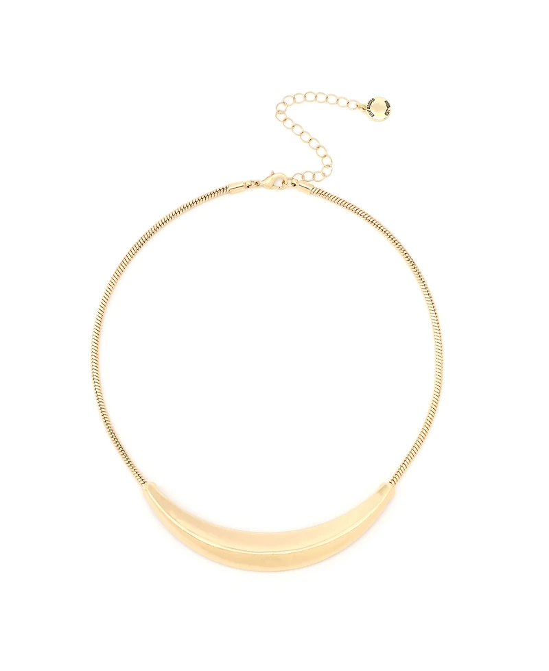 Steve Madden Rhodium Boho Sculpted Smile Necklace