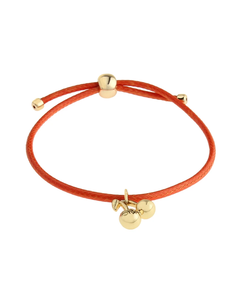 Steve Madden Black Leather Cherry Friendship Slider Bracelet