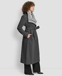 Dkny Women's Wing Collar Asymmetrical Wrap Coat