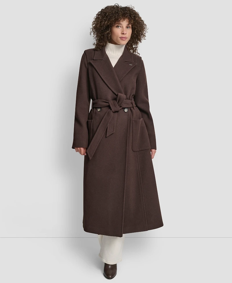 Dkny Women's Notch Collar Belted Wrap Coat