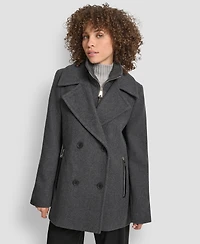 Dkny Women's Double-Breasted Bibbed Collared Coat