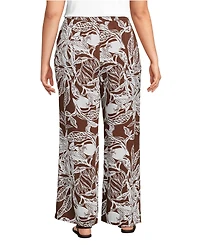 Lands' End Women's Plus Rayon High Rise Wide Leg Pants - Set Bottom