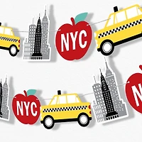 Big Dot of Happiness Nyc Cityscape Garland Banner, 30 Feet of Cord, 15 Double-Sided Cityscape