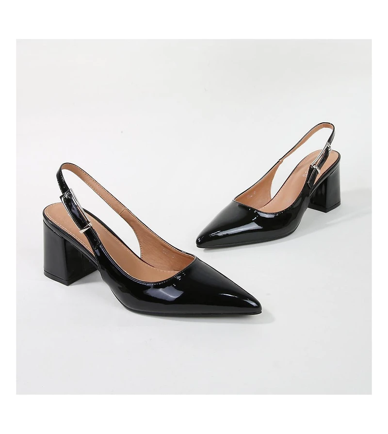 Berness Cai Patent Block Heel Slingback