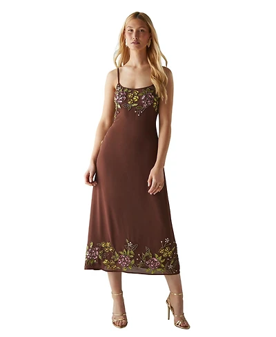 Warehouse Embellished Strappy Sequin Midi Dress