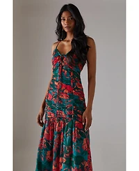 Warehouse Women's Chiffon Gathered Channel Midi Dress