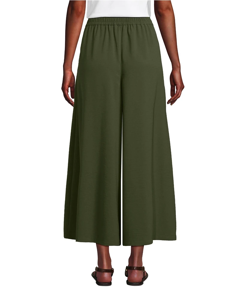 Lands' End Women's Tall Creaseless High Rise Palazzo Crop Pants