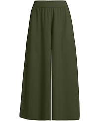 Lands' End Women's Petite Creaseless High Rise Palazzo Crop Pants