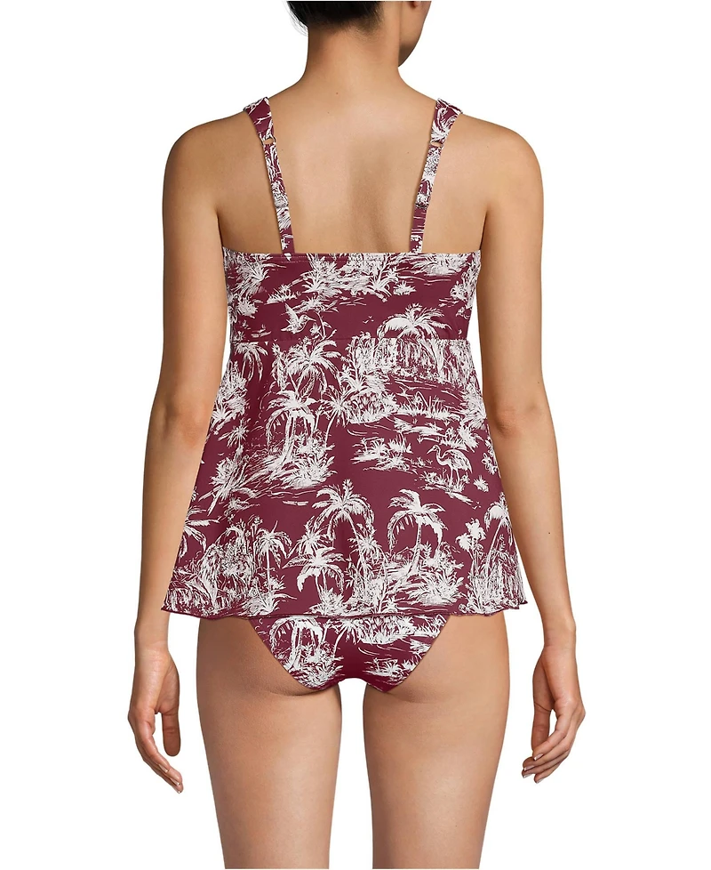 Lands' End Women's Petite Adjustable Scoop Neck Flutter Tankini Top