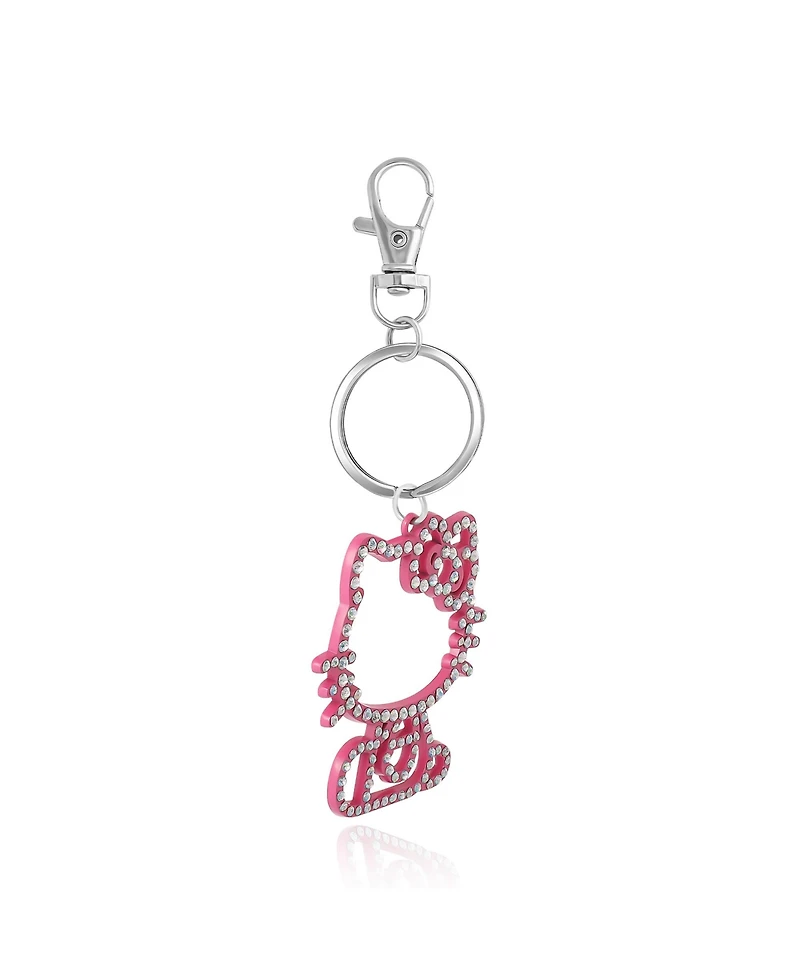 Hello Kitty Pink Silhouette Outline Crystal Keychain