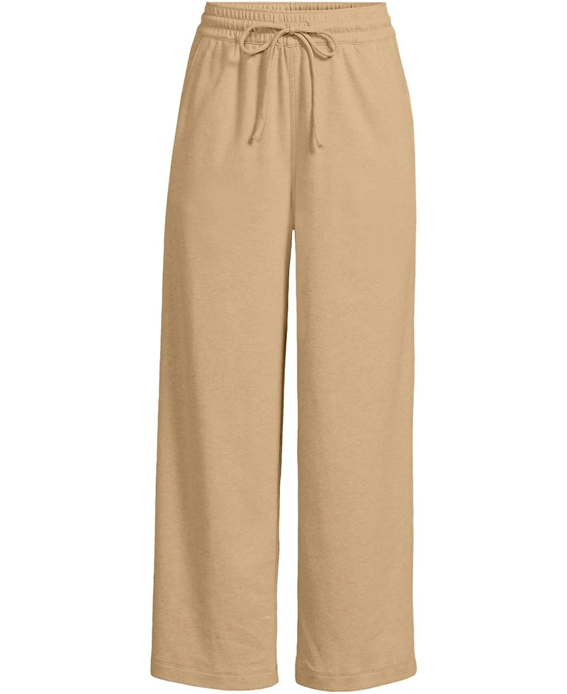 Lands' End Women's Plus Sport Knit Elastic Waist Wide Leg Crop Pants