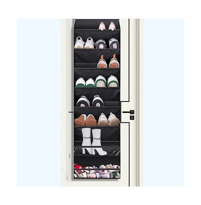 gaomon Over The Door Shoe Organizer, 8 Tier Hanging Shoe Rack with 4 Metal Hook, Deep Pockets Door Hanging Organizer Shoe Storage Holder for Closet Do