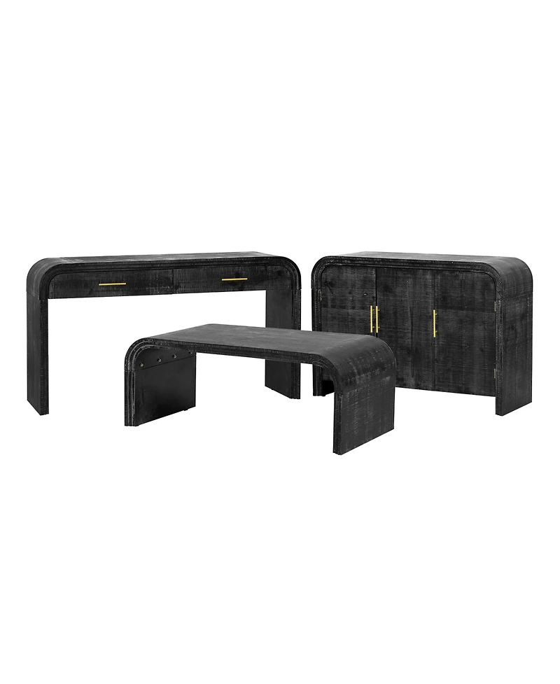 Unique Retro Silhouette Sectional Three-Piece Set Containing Sideboard, Console Table and Coffee