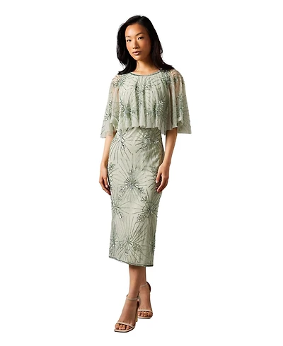 Coast Women's Floral Embellished Cape Midi Dress